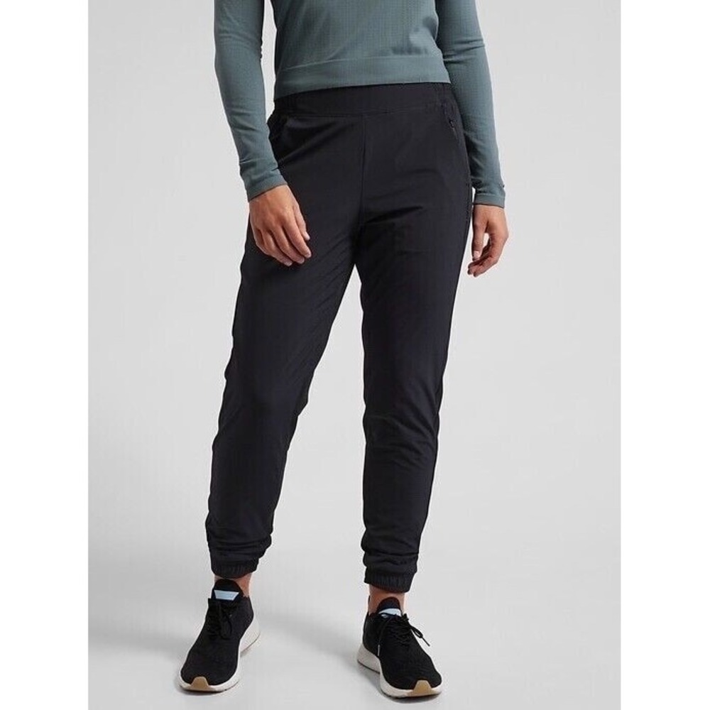 Athleta Brooklyn Lined Jogger Black High Rise Pants Womens Size 16 Warm Athletic